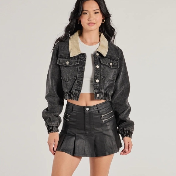 Windsor Black Denim Jacket with Cream Collar - Picture 1 of 7